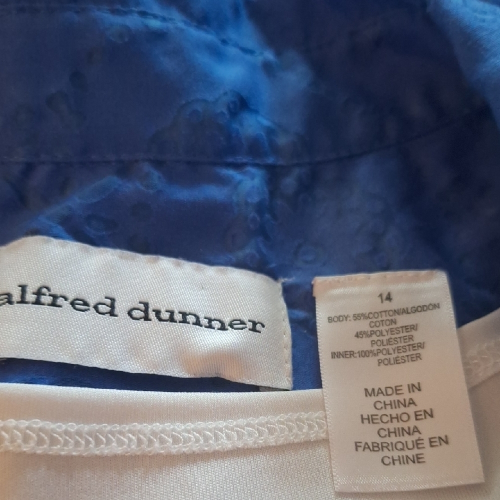 Alfred Dunner Blue Blouse with White Embellished Tank Size 14 - Picture 7 of 7